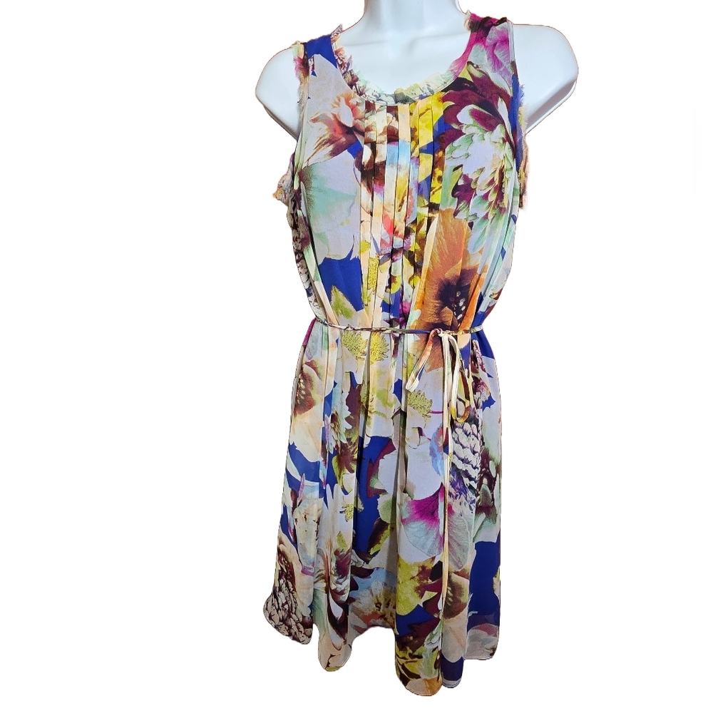 Simply Vera Vera Wang Floral Sleeveless Dress XS Lined EUC - Picture 1 of 7